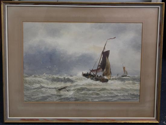 Thomas Bush Hardy (1842-1897) Boats returning ...., 13 x 19in.